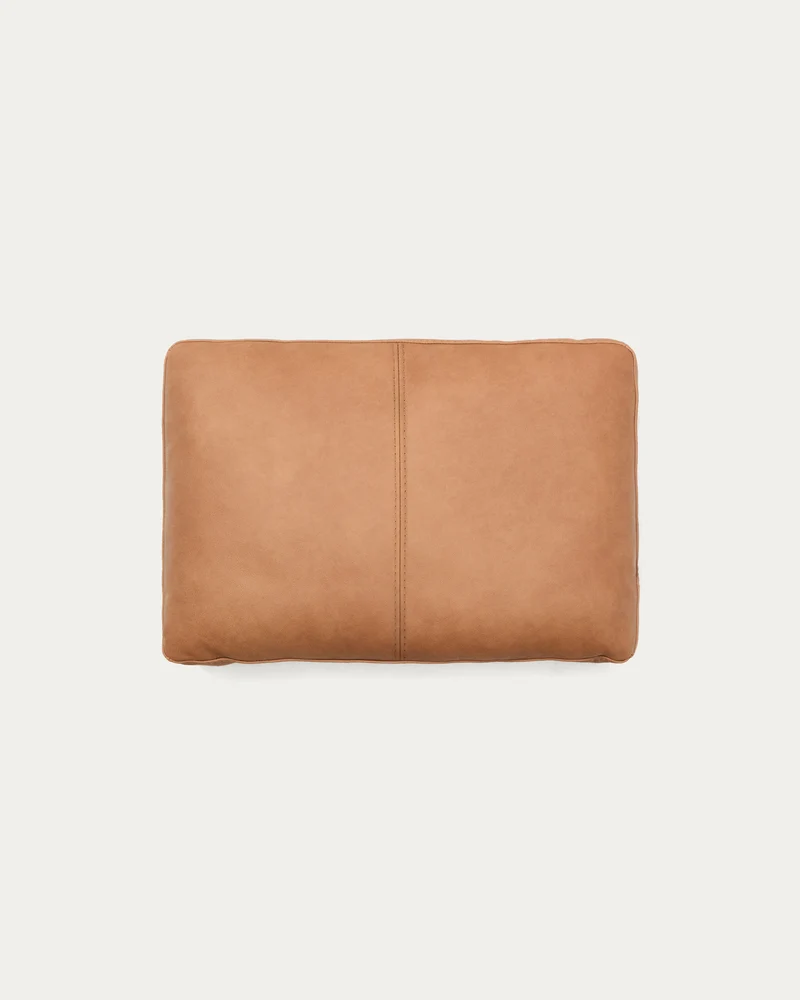 Kissen Blok aus braunem Leder 40 x 60 cm