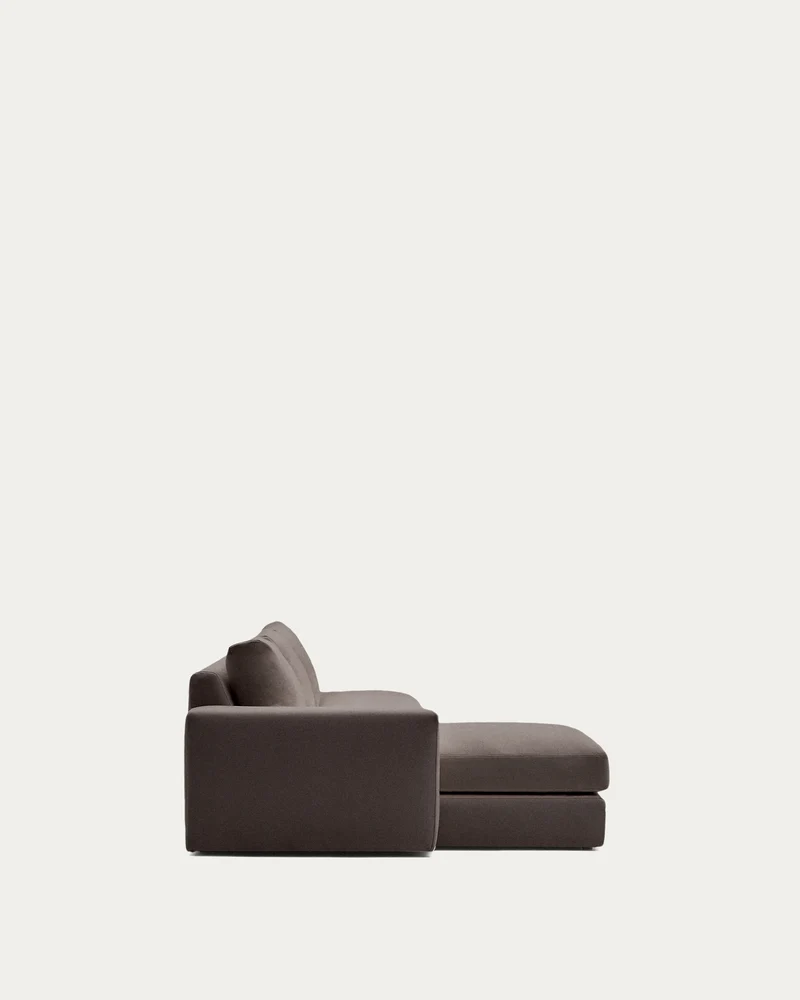 Modulares Sofa Alea für 5 Personen mit abnehmbarem Bezug aus dunkelbrauner Chenille und Ch