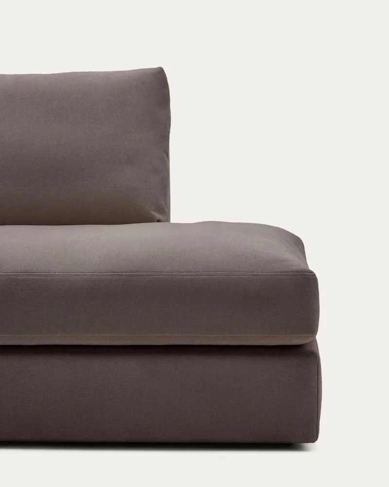 Modulares Sofa Alea für 5 Personen mit abnehmbarem Bezug aus dunkelbrauner Chenille und Ch