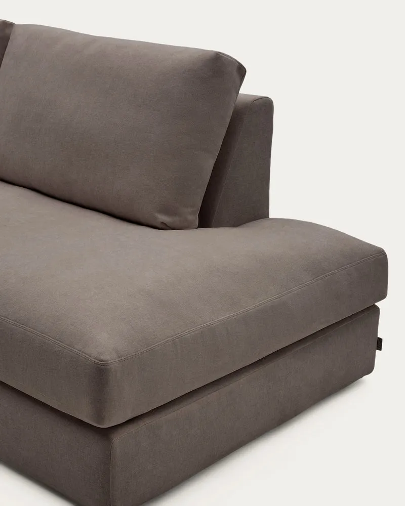 Modulares Sofa Alea für 5 Personen mit abnehmbarem Bezug aus dunkelbrauner Chenille und Ch