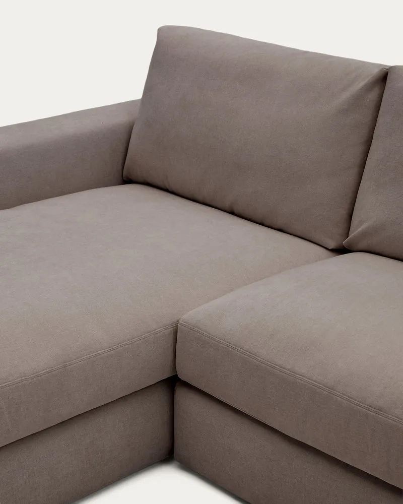 Modulares Sofa Alea für 5 Personen mit abnehmbarem Bezug aus dunkelbrauner Chenille und Ch