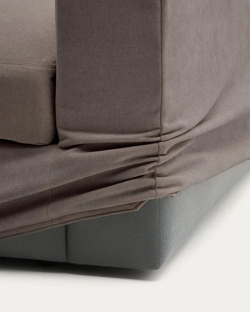 Modulares Sofa Alea für 5 Personen mit abnehmbarem Bezug aus dunkelbrauner Chenille und Ch
