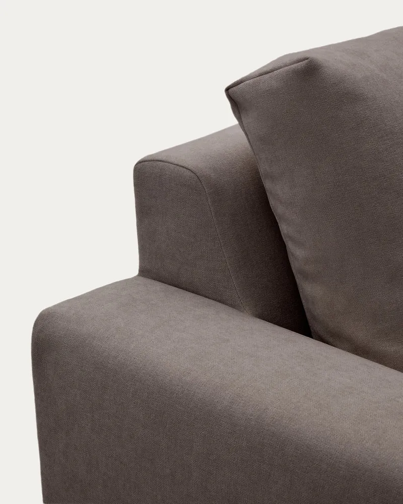 Modulares Sofa Alea für 5 Personen mit abnehmbarem Bezug aus dunkelbrauner Chenille und Ch