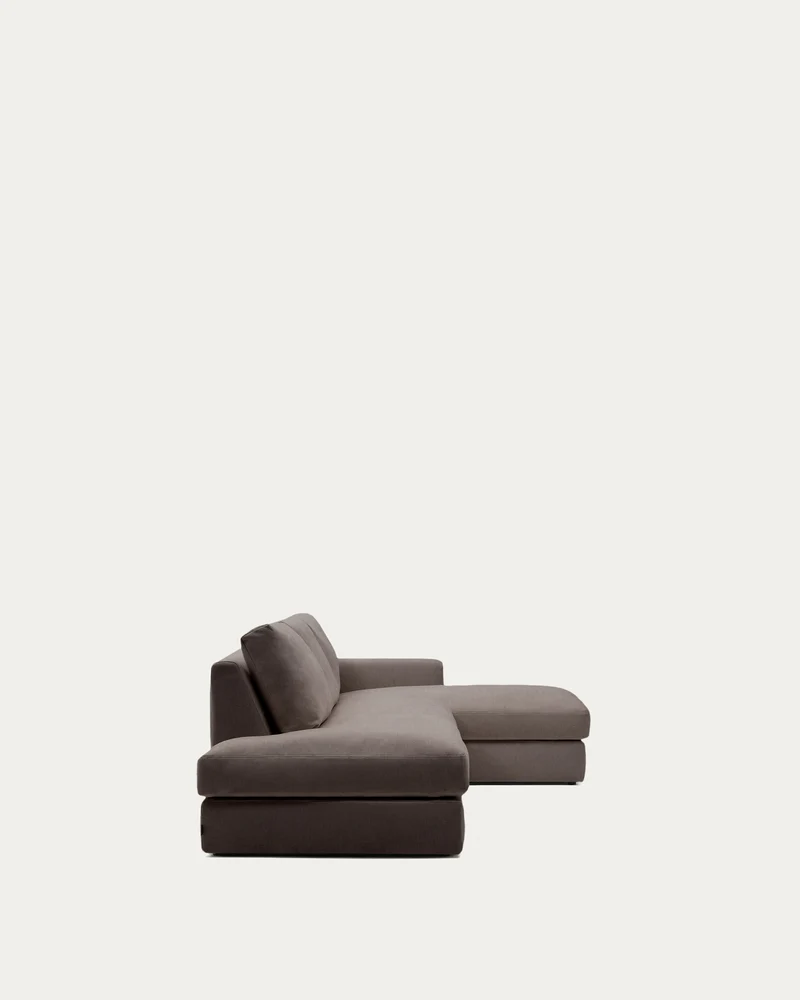Modulares Sofa Alea für 5 Personen mit abnehmbarem Bezug aus dunkelbrauner Chenille und Ch