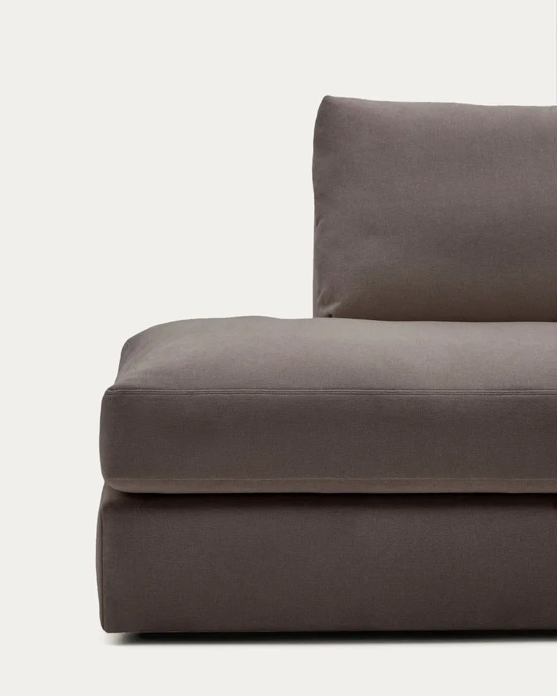 Modulares Sofa Alea für 5 Personen mit abnehmbarem Bezug aus dunkelbrauner Chenille und Ch