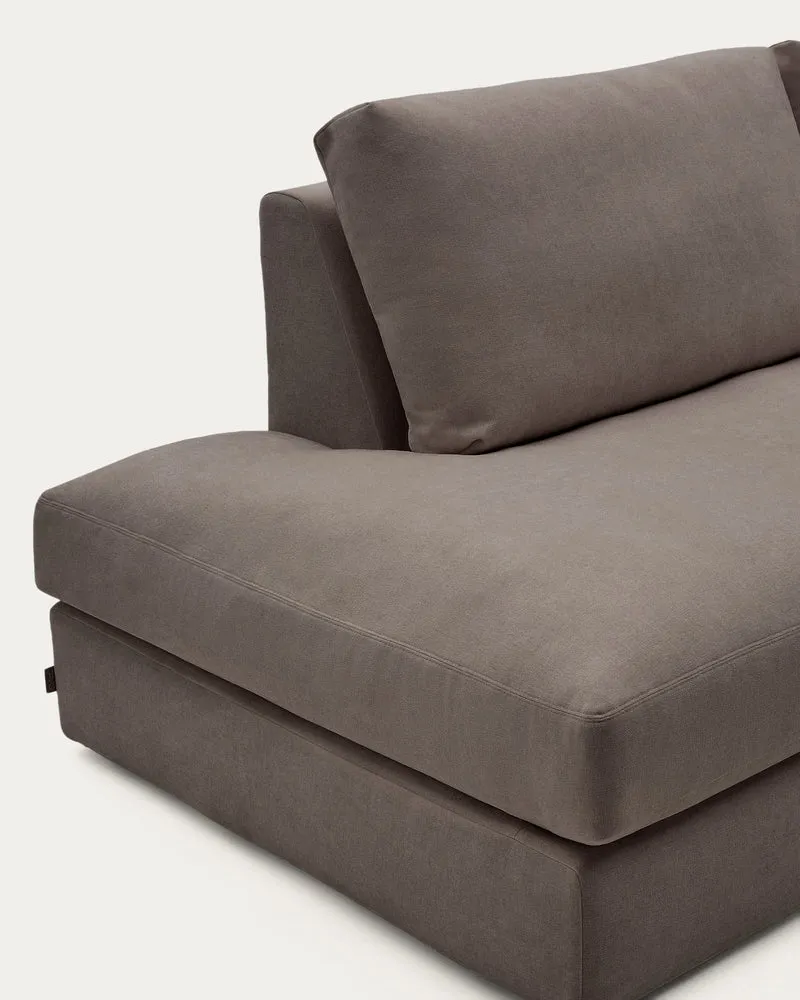Modulares Sofa Alea für 5 Personen mit abnehmbarem Bezug aus dunkelbrauner Chenille und Ch