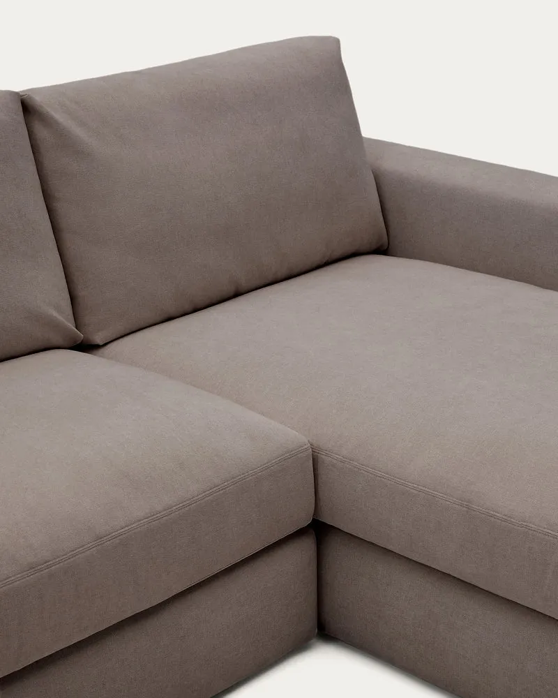 Modulares Sofa Alea für 5 Personen mit abnehmbarem Bezug aus dunkelbrauner Chenille und Ch