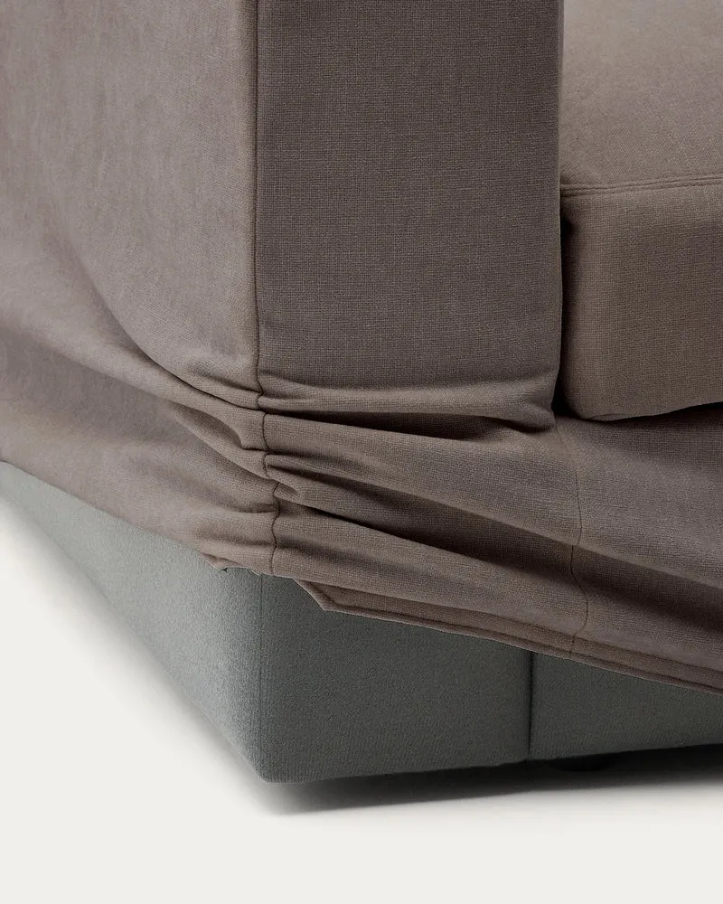Modulares Sofa Alea für 5 Personen mit abnehmbarem Bezug aus dunkelbrauner Chenille und Ch