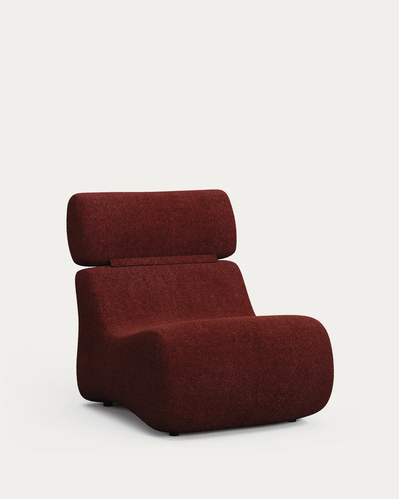 Sessel Club aus bordeauxfarbenem Bouclé