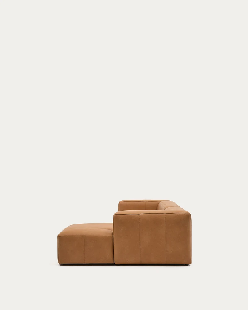 Sofa Blok aus braunem Leder 4-Sitzer Chaiselongue rechts aus Leder 330 cm