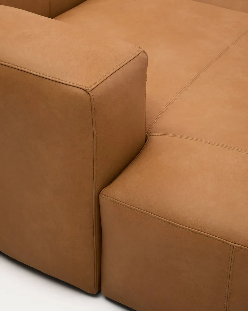 Sofa Blok aus braunem Leder 4-Sitzer Chaiselongue rechts aus Leder 330 cm