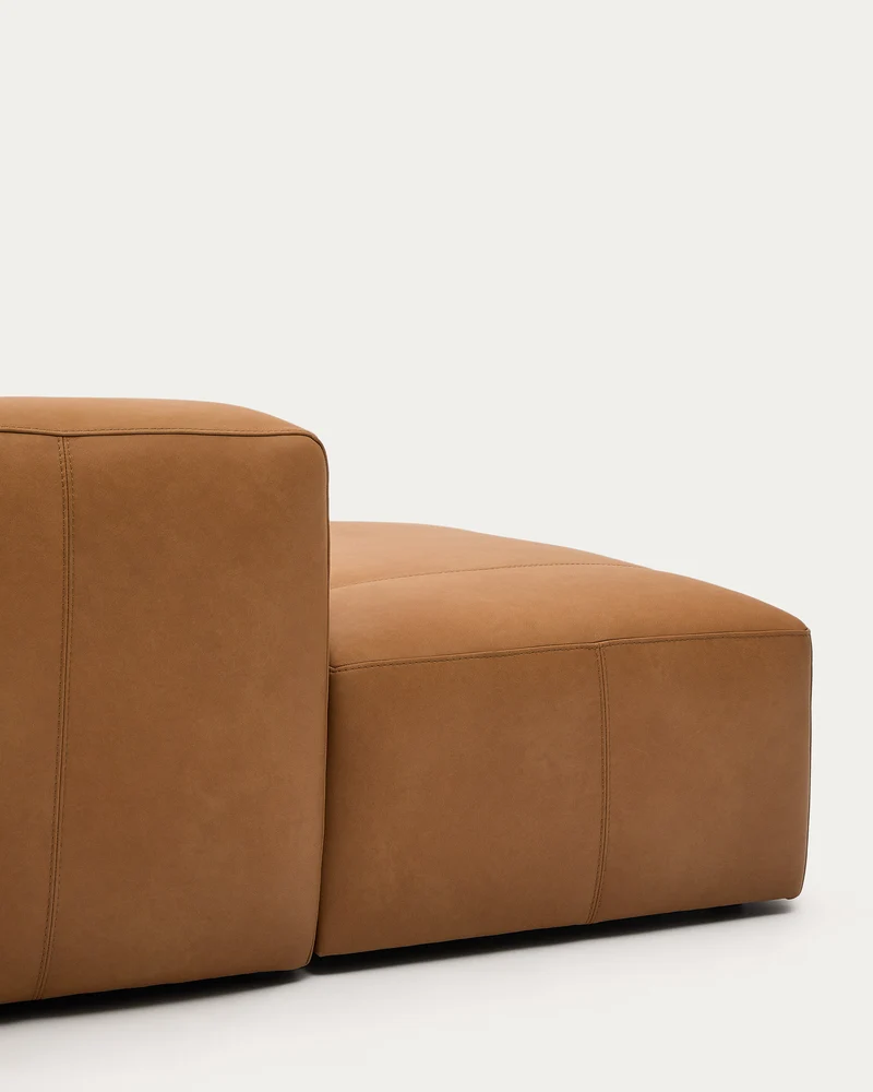 Sofa Blok aus braunem Leder 4-Sitzer Chaiselongue rechts aus Leder 330 cm
