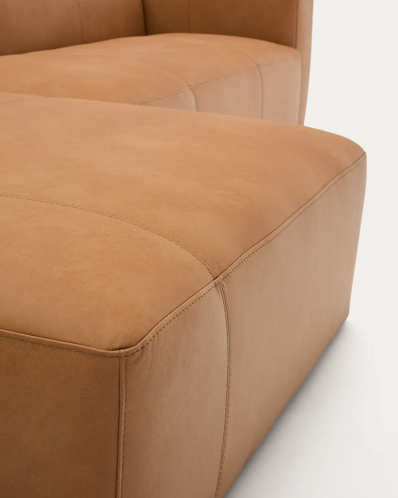Sofa Blok aus braunem Leder 4-Sitzer Chaiselongue rechts aus Leder 330 cm