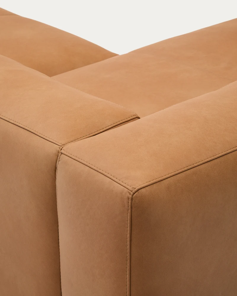 Sofa Blok aus braunem Leder 4-Sitzer Chaiselongue rechts aus Leder 330 cm