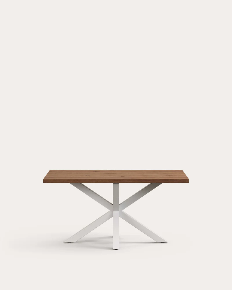 Tisch Argo aus antikem Eichenfurnier und Beinen aus Stahl mit weissem Finish, 160 x 90 cm