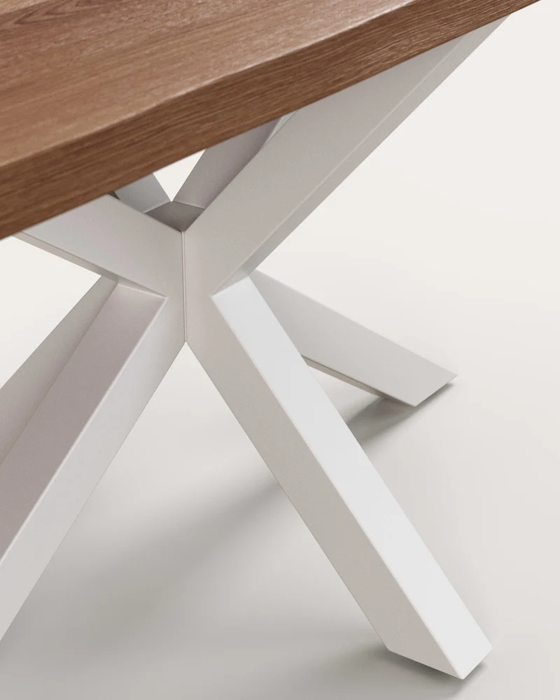 Tisch Argo aus antikem Eichenfurnier und Beinen aus Stahl mit weissem Finish, 160 x 90 cm