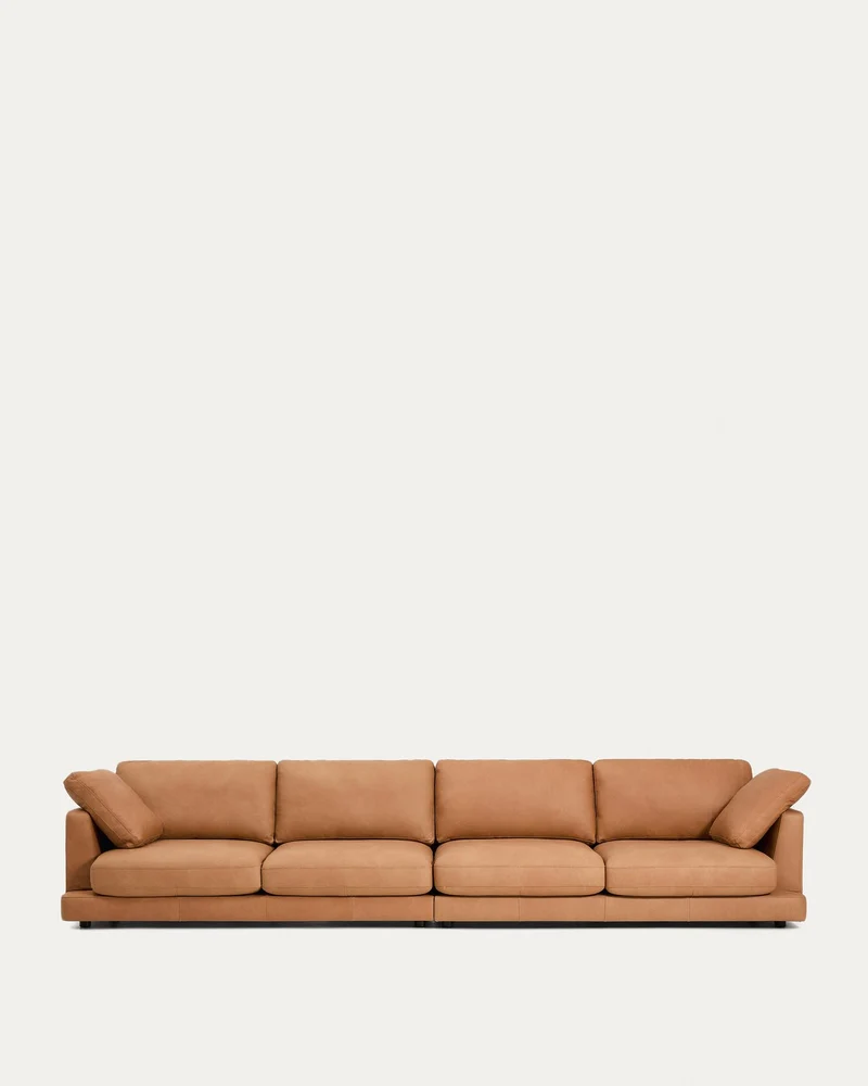 6-Sitzer-Sofa Gala in braunem Leder, 390 cm