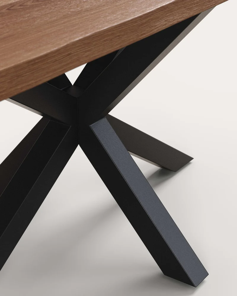 Tisch Argo aus antikem Eichenfurnier und Beinen aus Stahl in Holzoptik, 160 x 90 cm