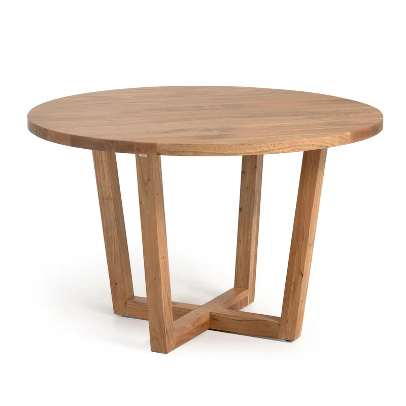 Runder Tisch Nahla aus massivem Akazienholz mit natürlichem Finish, Ø 120 cm, FSC 100 %