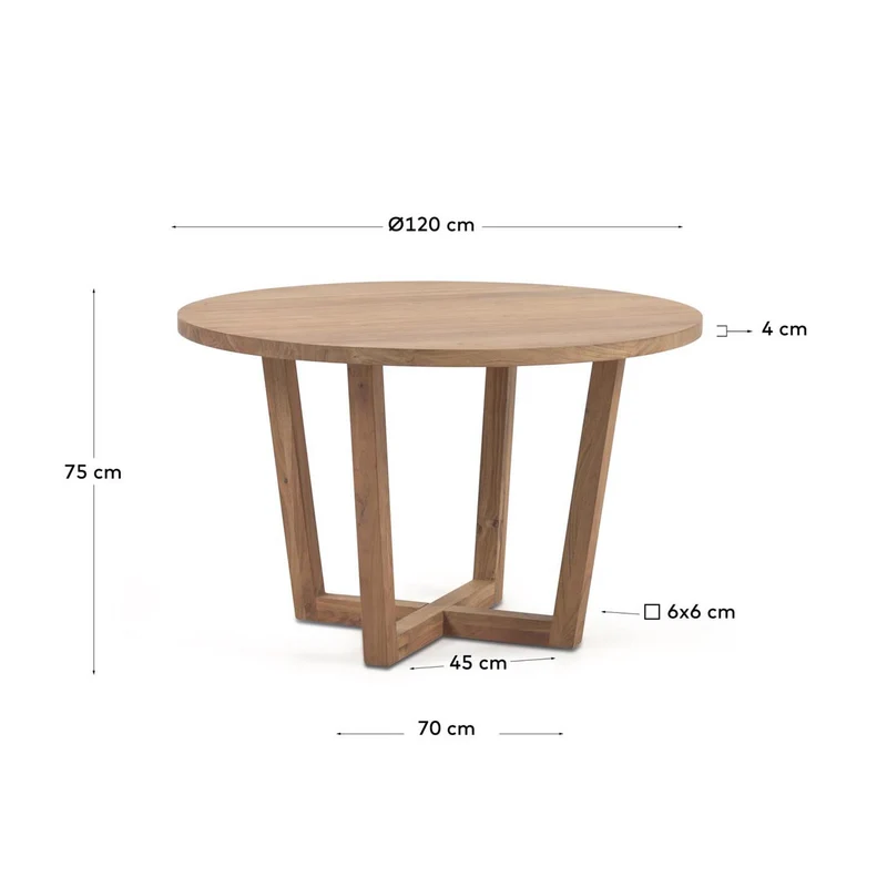 Runder Tisch Nahla aus massivem Akazienholz mit natürlichem Finish, Ø 120 cm, FSC 100 %