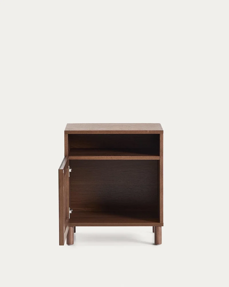 Nachttisch Beyla aus Furnier und Massivholz aus Esche mit nussbaumfarbenem Finish 53 x 62,