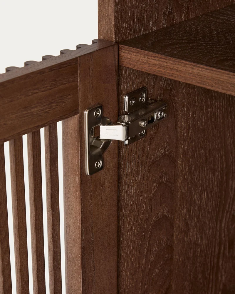 Nachttisch Beyla aus Furnier und Massivholz aus Esche mit nussbaumfarbenem Finish 53 x 62,