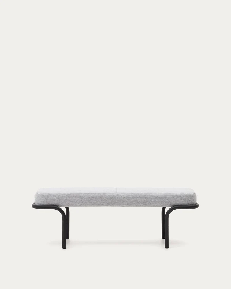 Compo Polsterbank in Grau und schwarzes Metallgestell 130 cm