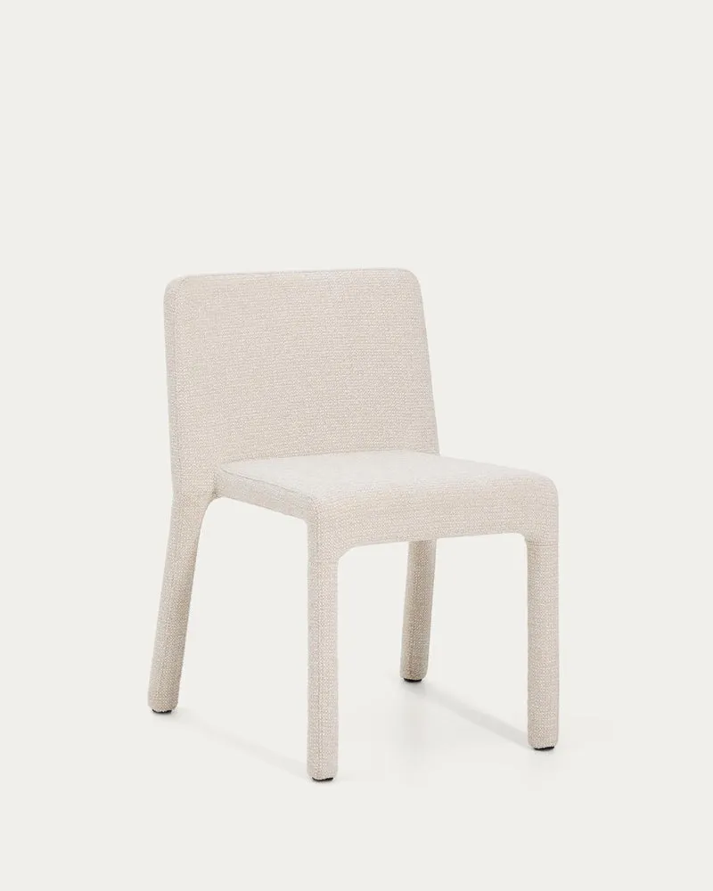 Stapelbarer Stuhl Loria mit beiger Chenille FSC 100%