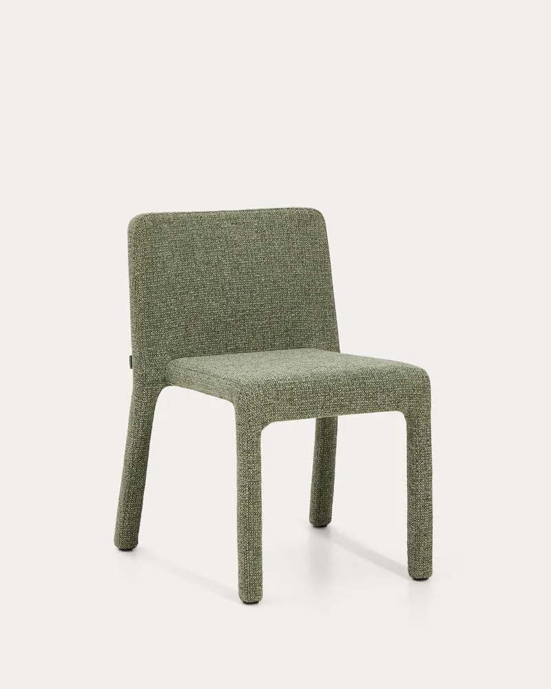 Stapelbarer Stuhl Loria mit grüner Chenille FSC 100%
