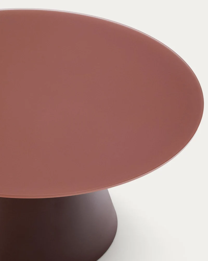 Wilshire Couchtisch aus gehärtetem Milchglas und Stahl matt terracottafarben lackiert Ø80