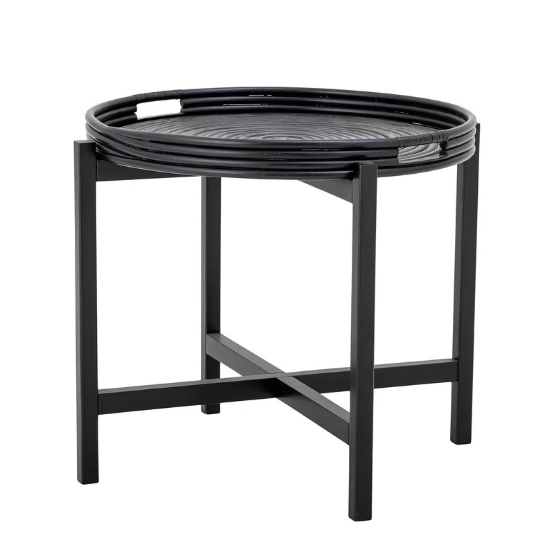 Milli Tablett-Tisch, Schwarz, Rattan