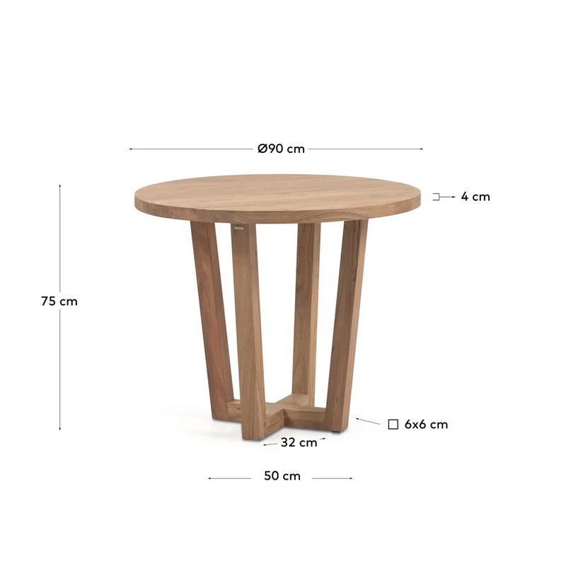 Runder Tisch Nahla aus massivem Akazienholz mit natürlichem Finish, Ø 90 cm, FSC 100 %
