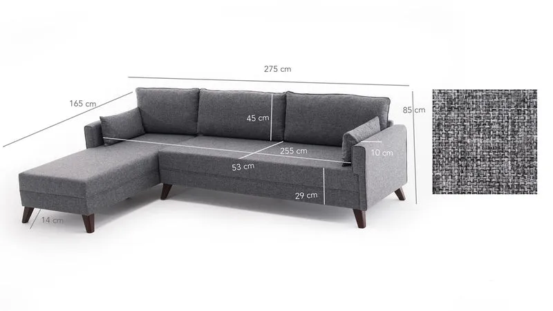 Bella Corner Sofa Left 1 Ecksofa - Grau