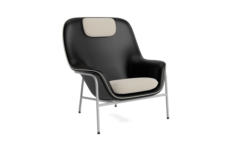 Drape Lounge-Sessel hoch mitt Kopfstütze grauem Stahl Ultra