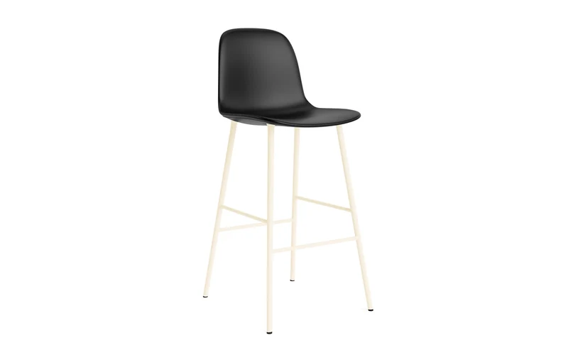 Form Barstuhl 75 cm gepolstert Creme stahl/Ultra leder