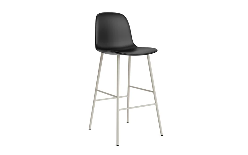 Form Barstuhl 75 cm gepolstert Hellgrau stahl/Ultra leder