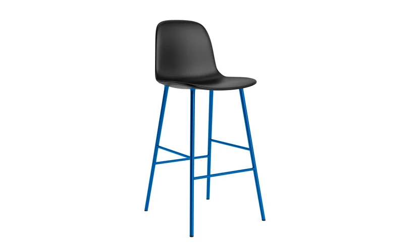Form Barstuhl 75 cm gepolstert Leuchtendes Blau stahl/Ultra leder