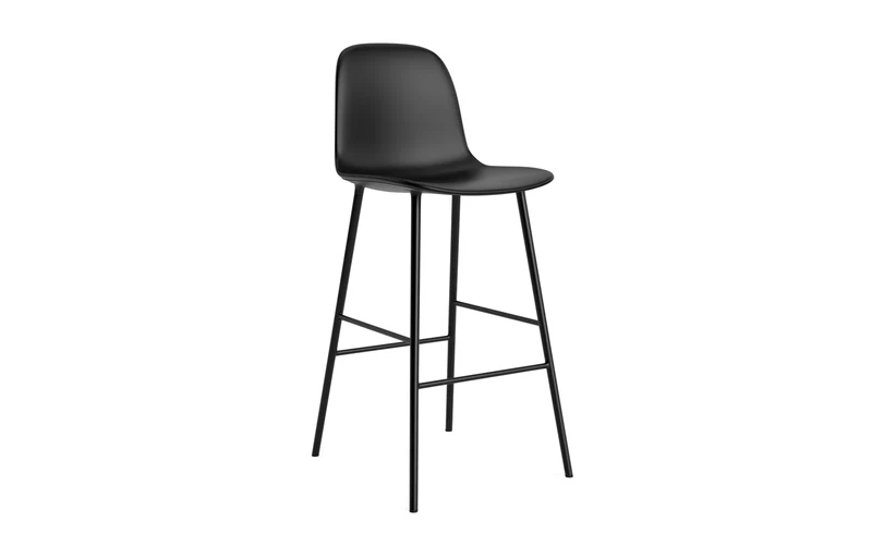 Form Barstuhl 75 cm gepolstert schwarzes Stahl/Ultra leder