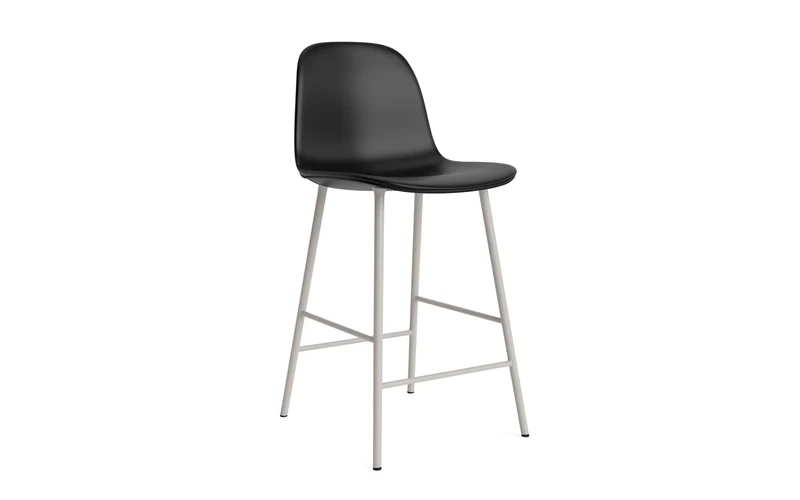 Form Barstuhl 75 cm gepolstert Warmes grau stahl/Ultra leder