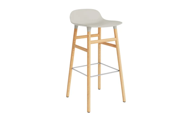 Form Barstuhl 75 cm Hellgrau/Eiche