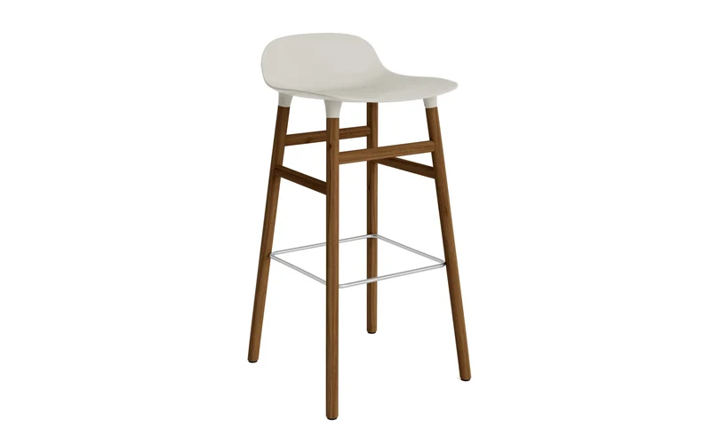 Form Barstuhl 75 cm Hellgrau/Walnuss
