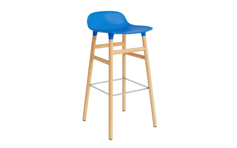 Form Barstuhl 75 cm Leuchtendes Blau/Eiche