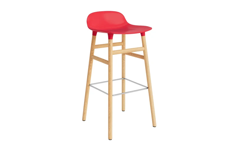 Form Barstuhl 75 cm Leuchtendes Rot/Eiche