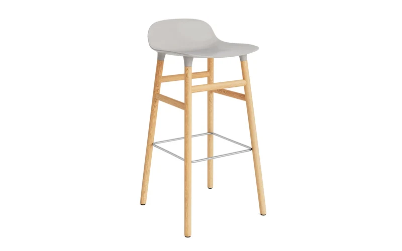Form Barstuhl 75 cm Warmes Grau/Eiche