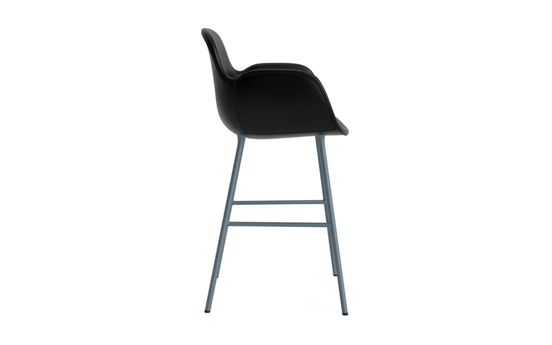 Form Barstuhl mit Armlehne 65 cm gepolstert blau Stahl/Ultra leder
