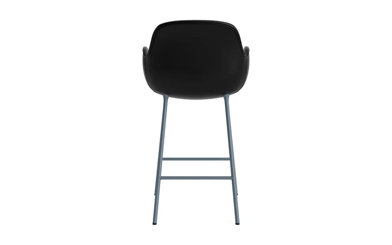 Form Barstuhl mit Armlehne 65 cm gepolstert blau Stahl/Ultra leder