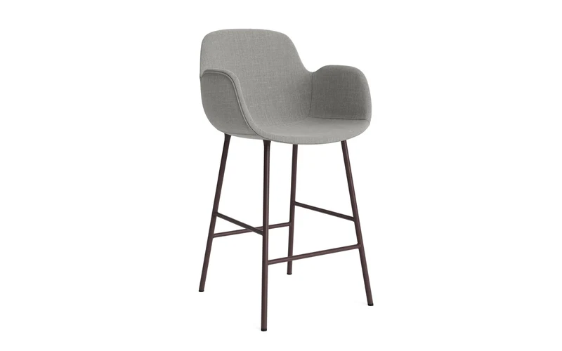 Form Barstuhl mit Armlehne 65 cm gepolstert Braun Stahl/Remix