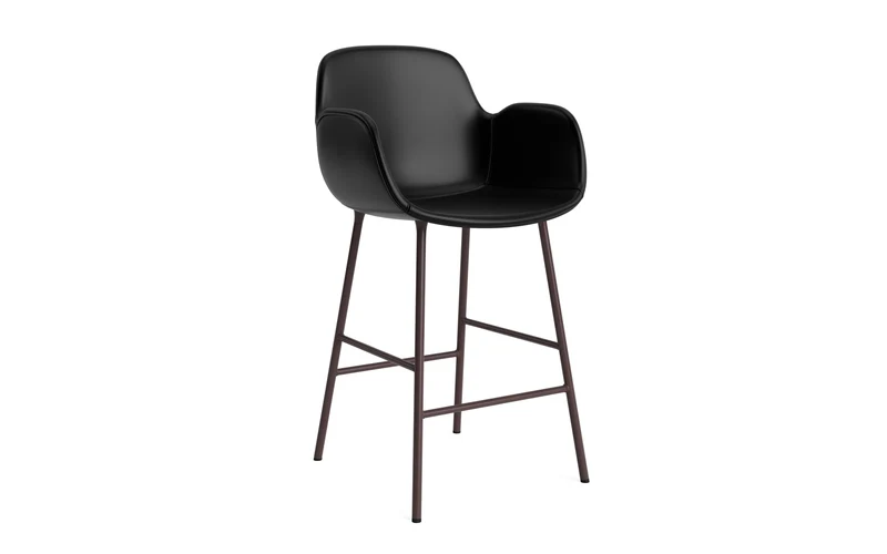 Form Barstuhl mit Armlehne 65 cm gepolstert Braun Stahl/Ultra leder