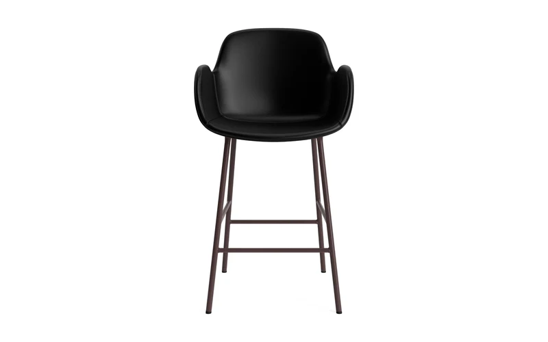 Form Barstuhl mit Armlehne 65 cm gepolstert Braun Stahl/Ultra leder