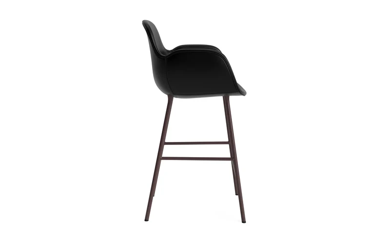Form Barstuhl mit Armlehne 65 cm gepolstert Braun Stahl/Ultra leder